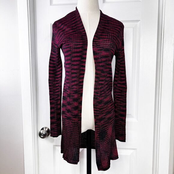 M Missoni | Striped Open Front Sweater | Pink and Black | Sz 46 - Picture 1 of 7